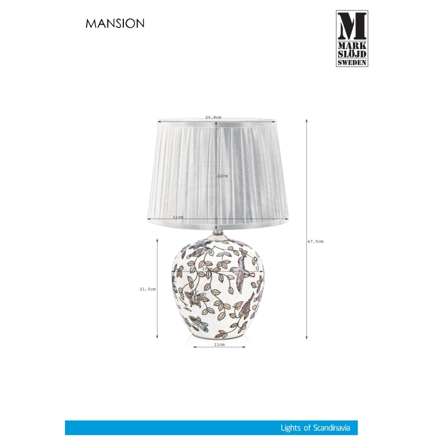 Markslöjd 107040 - Bordlampe MANSION 1xE27/60W/230V