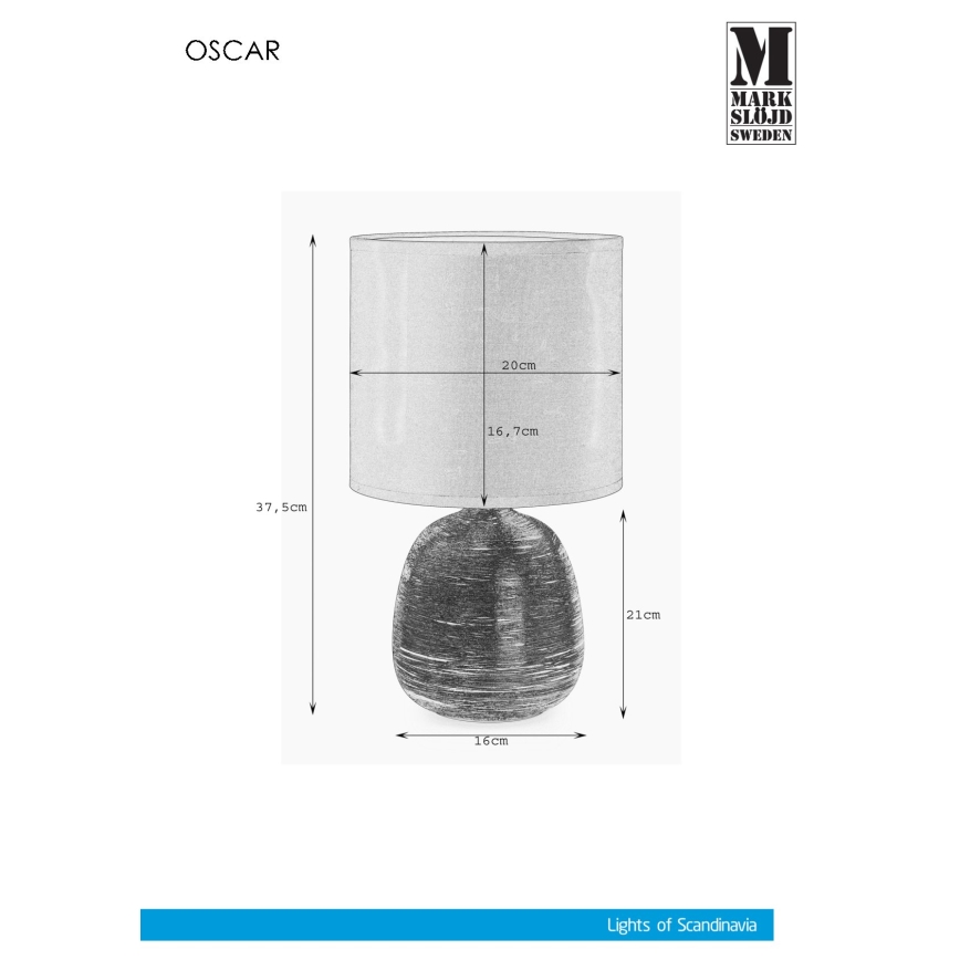 Markslöjd 107068 - Bordlampe OSCAR 1xE27/60W/230V