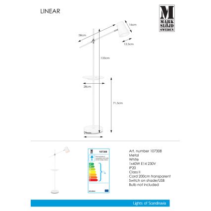Markslöjd 107308 - Gulvlampe s USB LINEAR 1xE14/40W/230V
