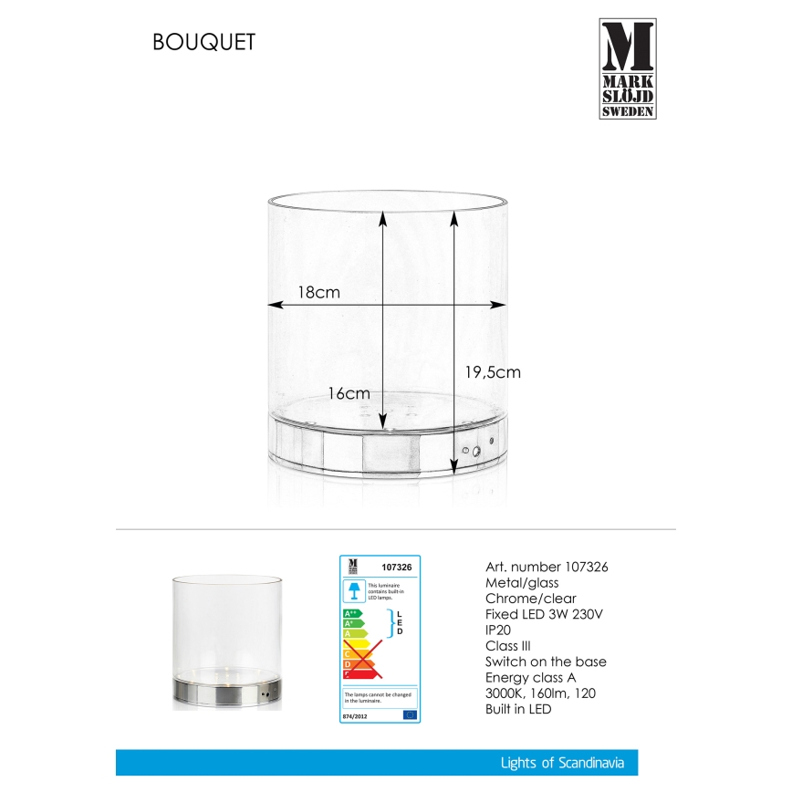 Markslöjd 107326 - LED Bordlampe BOUQUET LED/3W/230V