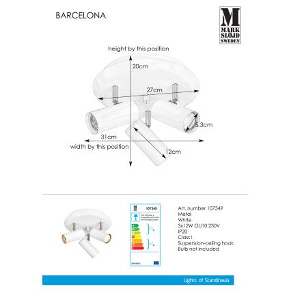 Markslöjd 107349 - Spotlys BARCELONA 3xGU10/12W/230V
