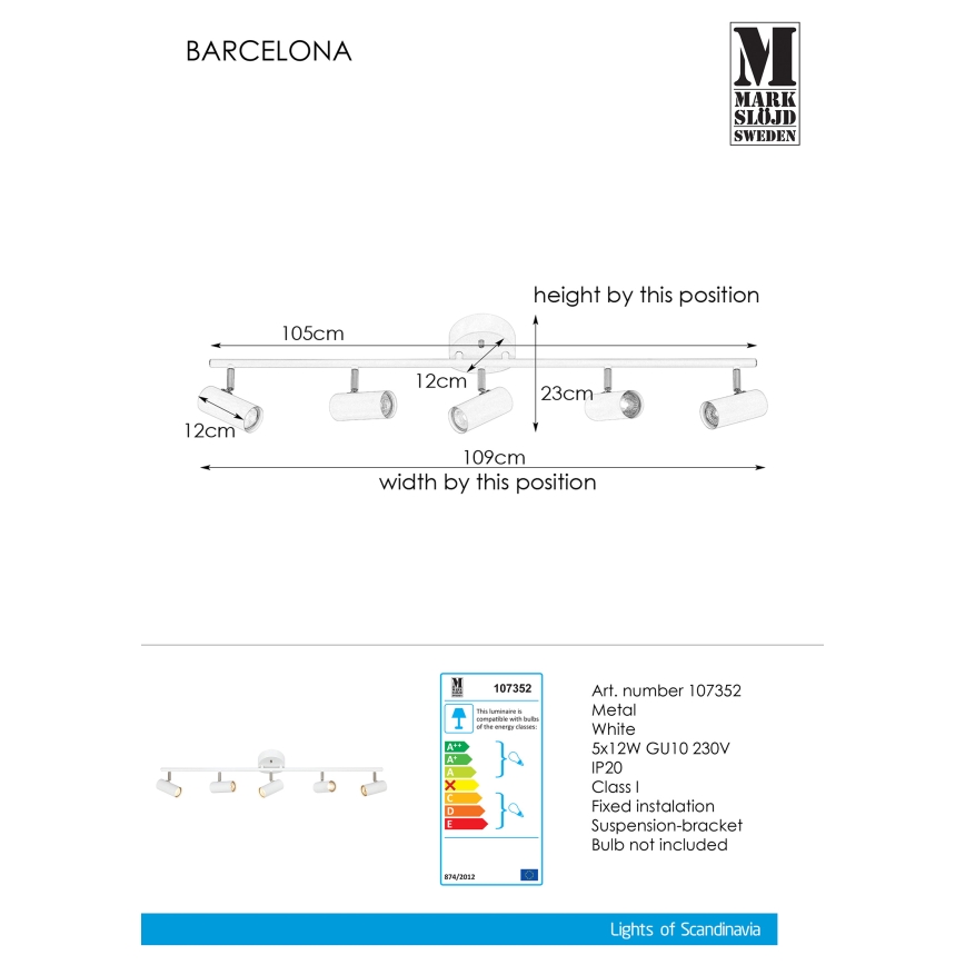 Markslöjd 107352 - Spotlys BARCELONA 5xGU10/12W/230V