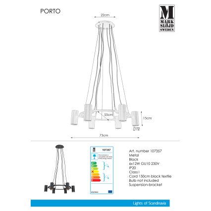 Markslöjd 107357 - Lysekrone i en snor PORTO 6xGU10/12W/230V