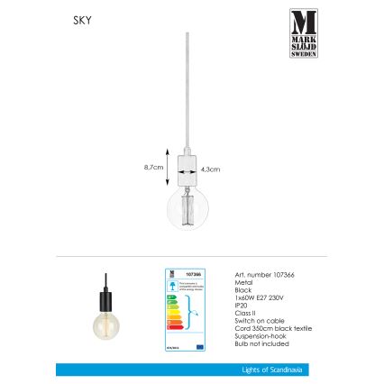 Markslöjd 107366 - Pendel SKY 1xE27/60W/230V