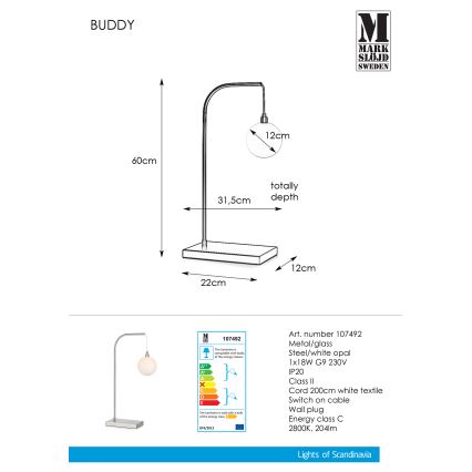 Markslöjd 107492 - Bordlampe BUDDY 1xG9/18W/230V