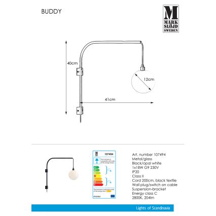 Markslöjd 107494 - Væglampe BUDDY 1xG9/18W/230V