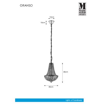 Markslöjd 107550 - Lysekrone i krystal til badeværelse GRÄNSÖ 2xG9/20W/230V kædeophæng
