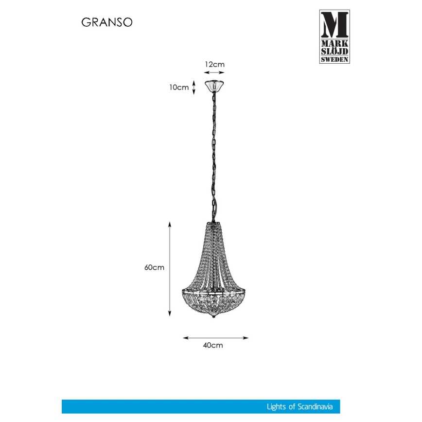 Markslöjd 107551 - Badeværelsesloftlampe med kæde 3xG9/20W/230 IP44