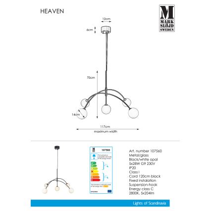 Markslöjd 107560 - Pendel HEAVEN 5xG9/28W/230V
