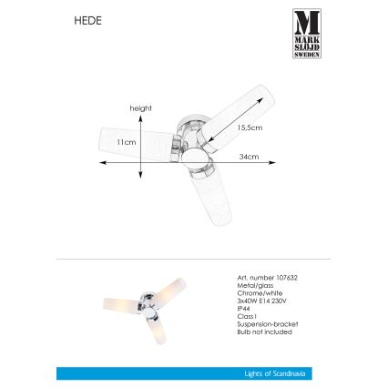 Markslöjd 107632 - Lysekrone til badeværelse HEDE 3xE14/40W/230V IP44