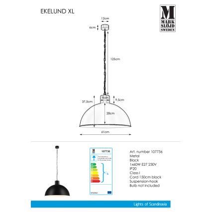 Markslöjd 107736 - Lysekrone i kæde EKELUND 1xE27/60W/230V