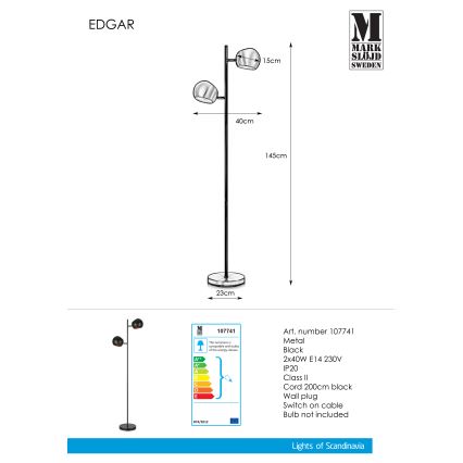 Markslöjd 107741 - Gulvlampe EDGAR 2xE14/40W/230V
