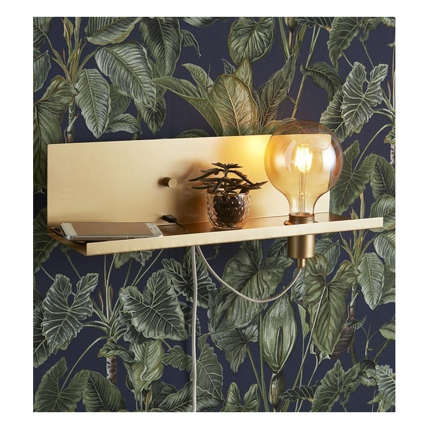 Markslöjd 107791 - Lysdæmpende væglampe s USB MULTI 1xE27/60W/230V