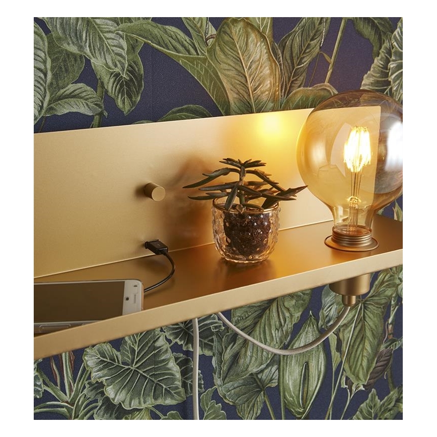 Markslöjd 107791 - Lysdæmpende væglampe s USB MULTI 1xE27/60W/230V