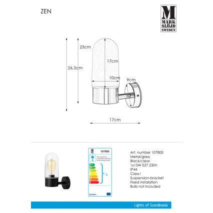 Markslöjd 107800 - Badeværelses væglampe ZEN 1xE27/15W/230V IP44