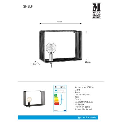 Markslöjd 107814 - Væglampe SHELF 1xE27/60W/230V