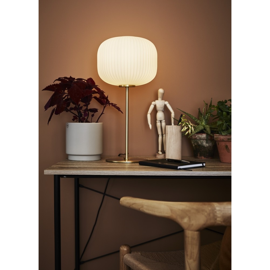 Markslöjd 107819 - Bordlampe SOBER 1xE27/60W/230V hvid/messing