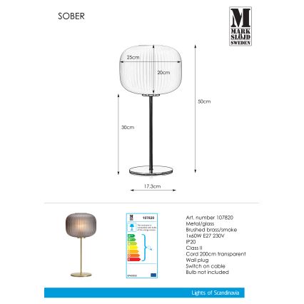 Markslöjd 107820 - Bordlampe SOBER 1xE27/60W/230V messing