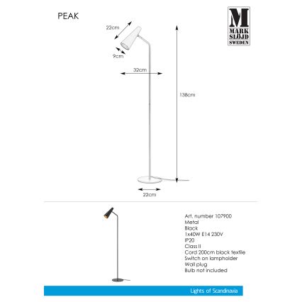 Markslöjd 107900 - Gulvlampe PEAK 1xE14/40W/230V