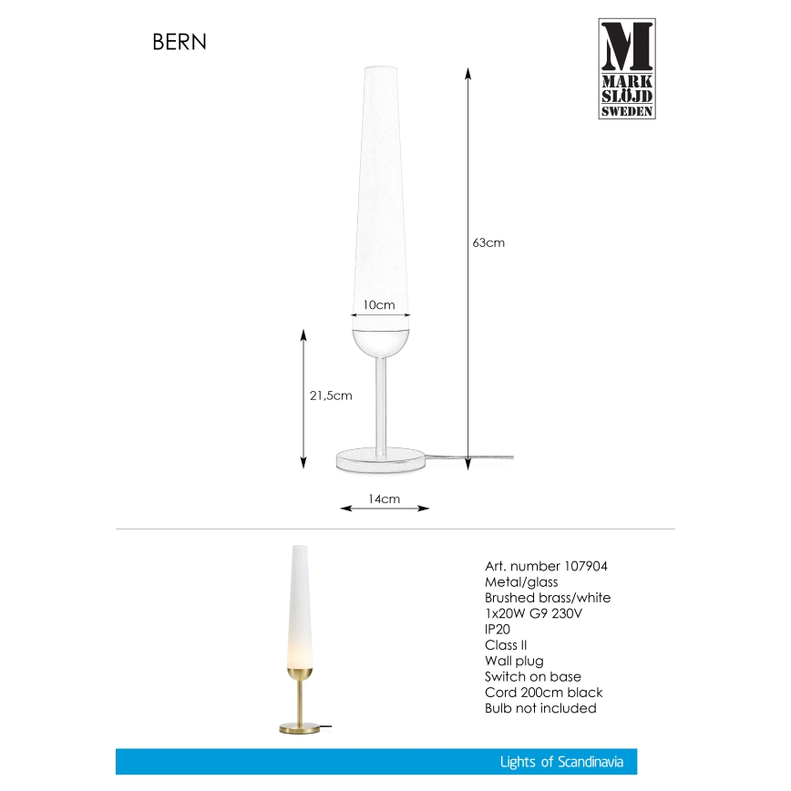 Markslöjd 107904 - Bordlampe BERN 1xG9/20W/230V