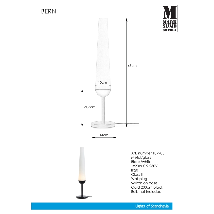 Markslöjd 107905 - Bordlampe BERN 1xG9/20W/230V