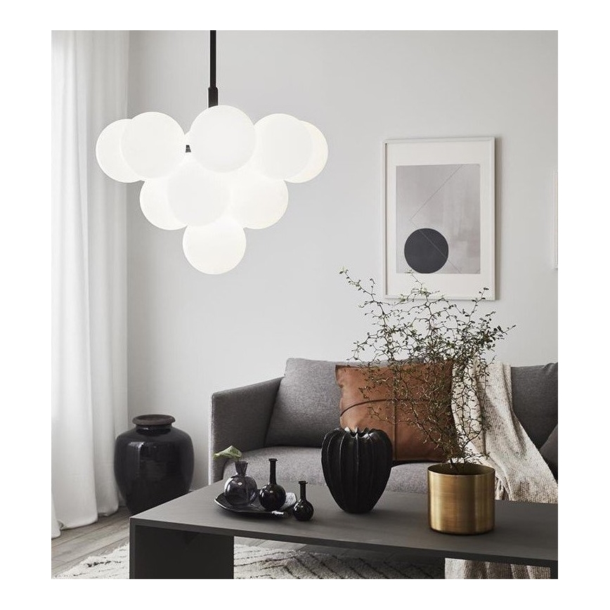 Markslöjd 107911 - Lysekrone på stang MERLOT 13xG9/20W/230V Ø 56 cm hvid/sort