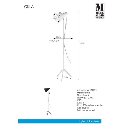 Markslöjd 107929 - Gulvlampe CILLA 1xE27/60W/230V