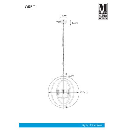 Markslöjd 107941 - Lysekrone i kæde ORBIT 3xE27/60W/230V
