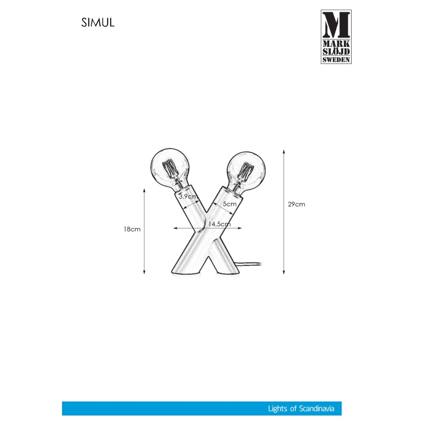 Markslöjd 108053 - Bordlampe SIMUL 1xE27/40W + 1xE14/40W/230V guldfarvet