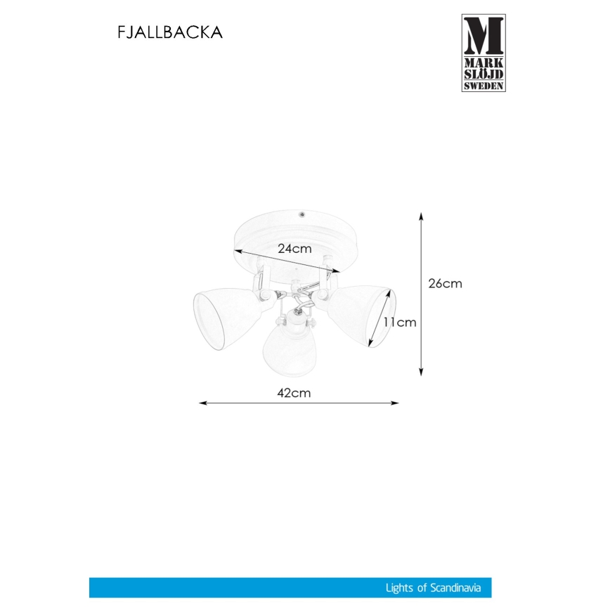 Markslöjd 108083 - Spotlampe til badeværelse FJÄLLBACKA 3xG9/20W/230V IP44 hvid
