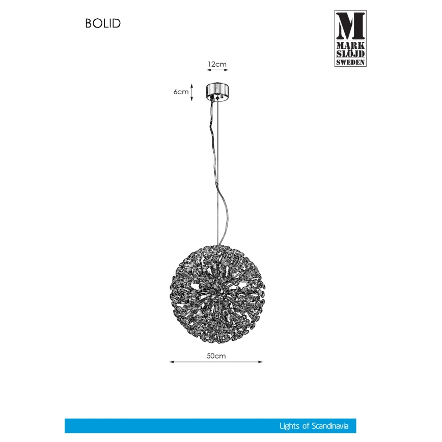 Markslöjd 108101 - Pendel i krystal BOLID 9xG9/20W/230V