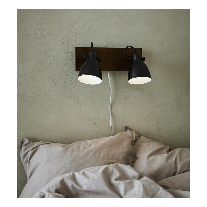 Markslöjd 108213 - Vægspot NATIVE 2xE14/18W/230V sort/brun