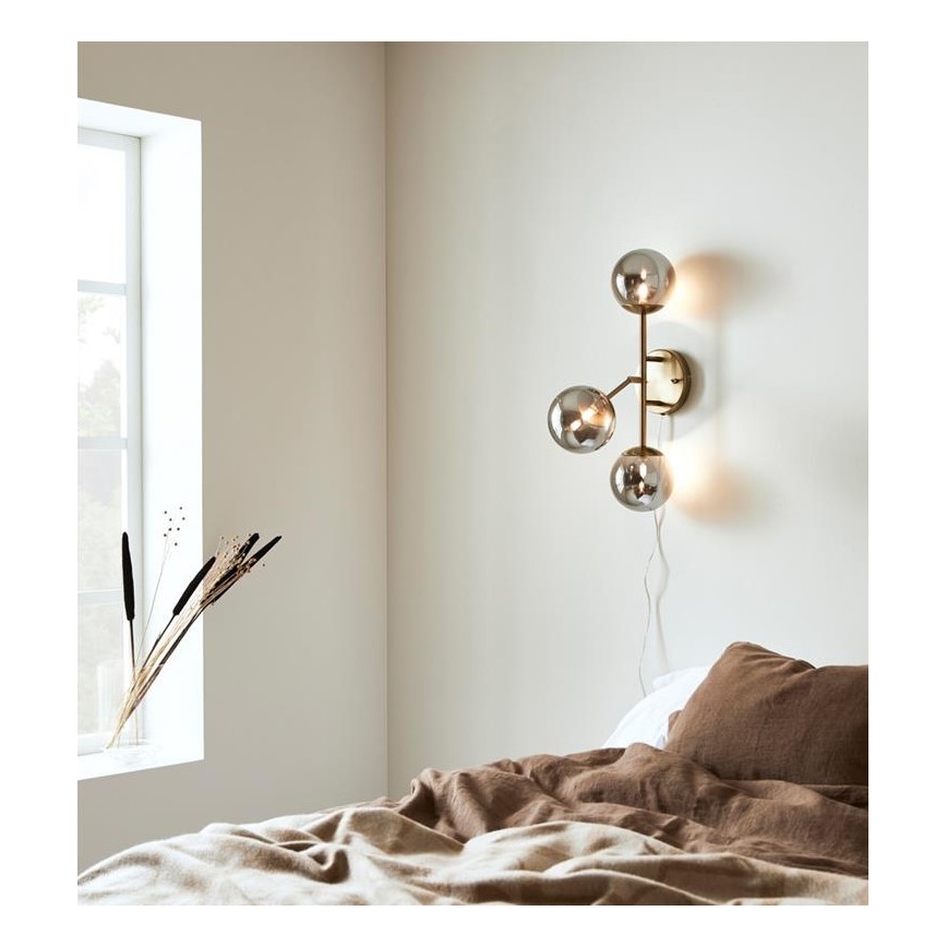 Markslöjd 108253 - Væglampe TRINITY 3xG9/20W/230V guldfarvet/grå