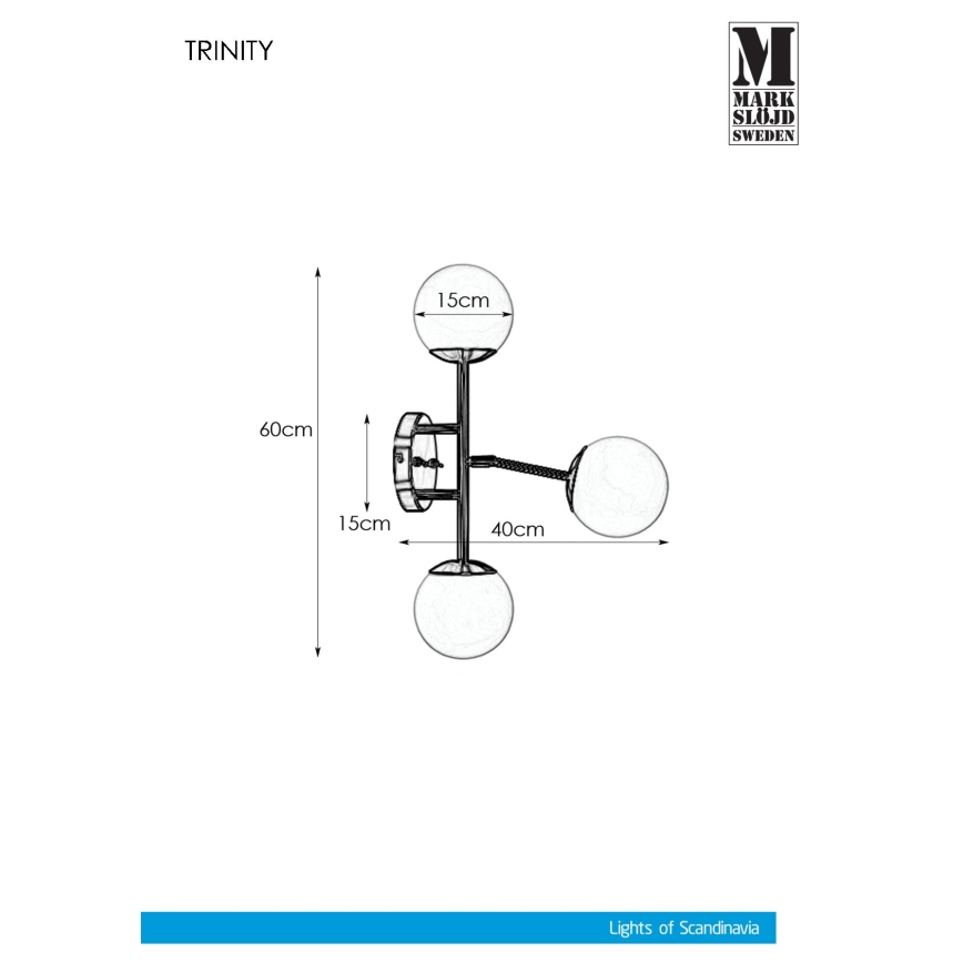 Markslöjd 108253 - Væglampe TRINITY 3xG9/20W/230V guldfarvet/grå