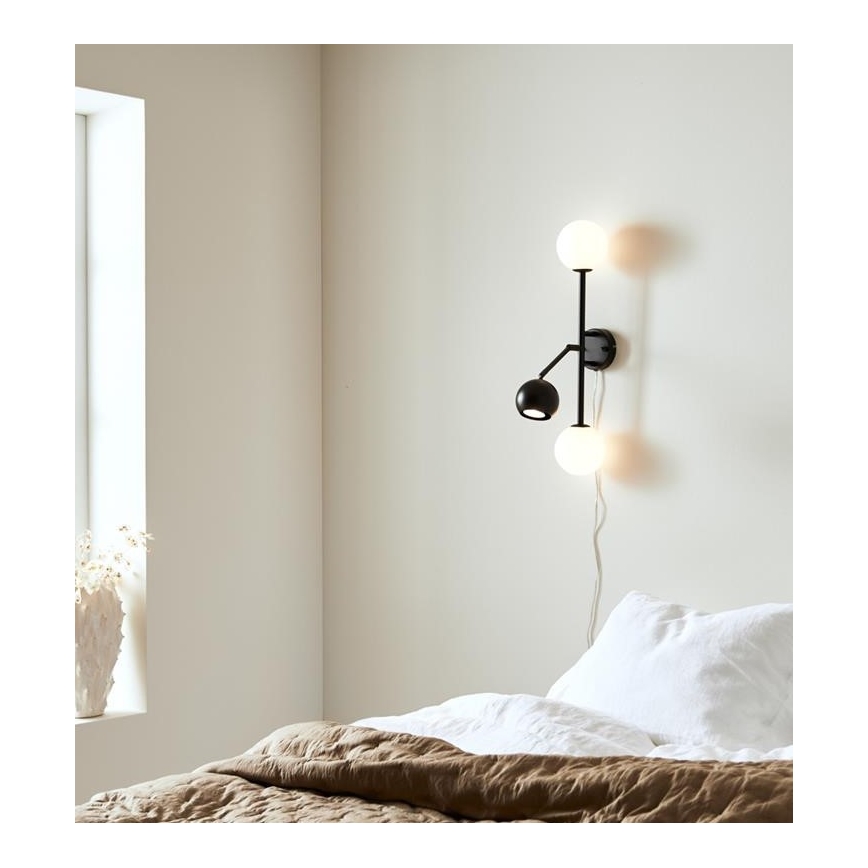 Markslöjd 108255 - Væglampe BESIDE 2xG9/20W/230V + 1xGU10/7W/230V sort