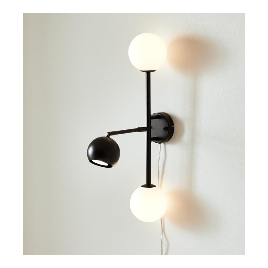 Markslöjd 108255 - Væglampe BESIDE 2xG9/20W/230V + 1xGU10/7W/230V sort