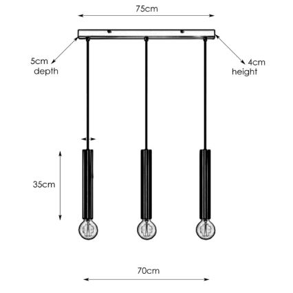 Markslöjd 108261 - Pendel SENCILLO 3xE27/40W/230V guldfarvet