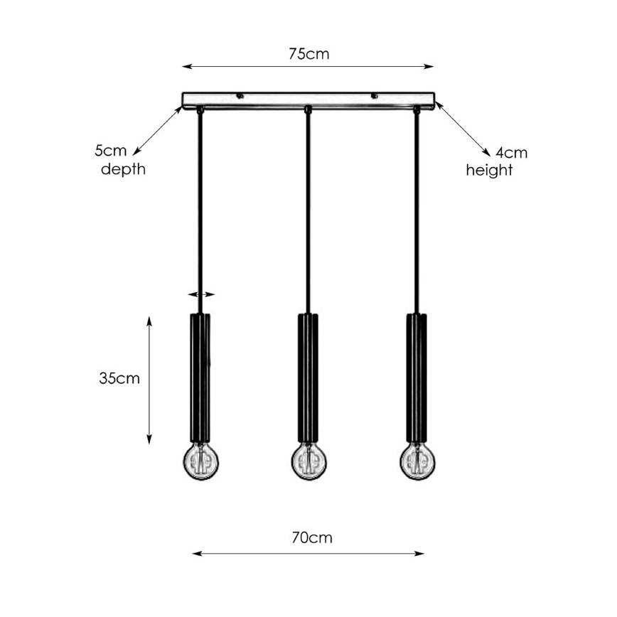Markslöjd 108262 - Pendel SENCILLO 3xE27/40W/230V sort