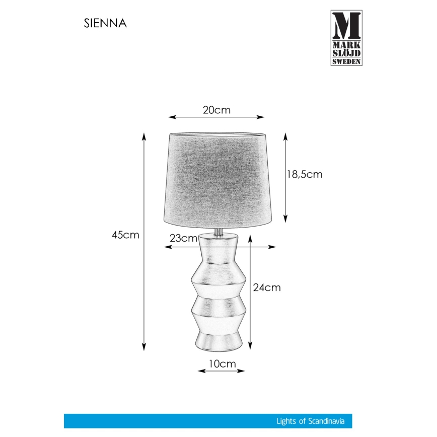 Markslöjd 108448 - Bordlampe SIENNA 1xE27/40W/230V hvid