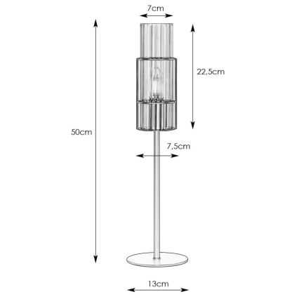 Markslöjd 108557 - Bordlampe TUBO 1xE14/40W/230V 50 cm skinnende krom/clear