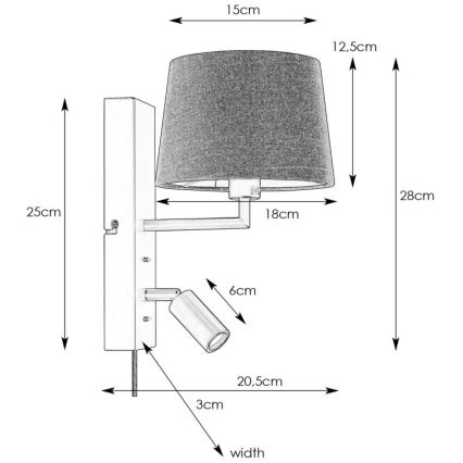 Markslöjd 108595 - LED Væglampe med USB COMO 1xE14/40W/230V + LED/3W sort