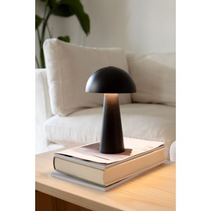 Markslöjd 108655 - LED dæmpbar genopladelig bordlampe FUNGI LED/1,5W/5V 2000 mAh IP44 sort