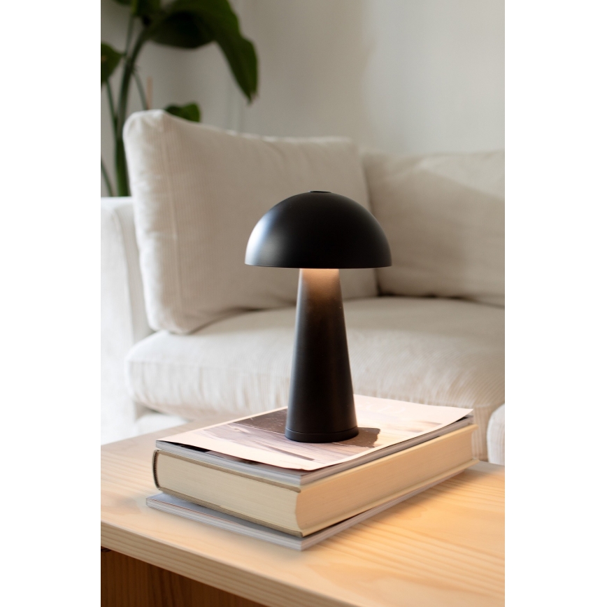 Markslöjd 108655 - LED dæmpbar genopladelig bordlampe FUNGI LED/1,5W/5V 2000 mAh IP44 sort