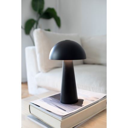 Markslöjd 108655 - LED dæmpbar genopladelig bordlampe FUNGI LED/1,5W/5V 2000 mAh IP44 sort