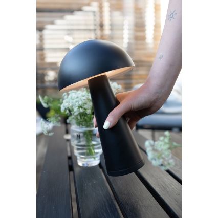 Markslöjd 108655 - LED dæmpbar genopladelig bordlampe FUNGI LED/1,5W/5V 2000 mAh IP44 sort