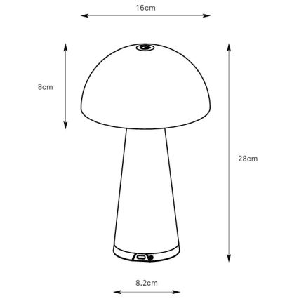 Markslöjd 108655 - LED dæmpbar genopladelig bordlampe FUNGI LED/1,5W/5V 2000 mAh IP44 sort