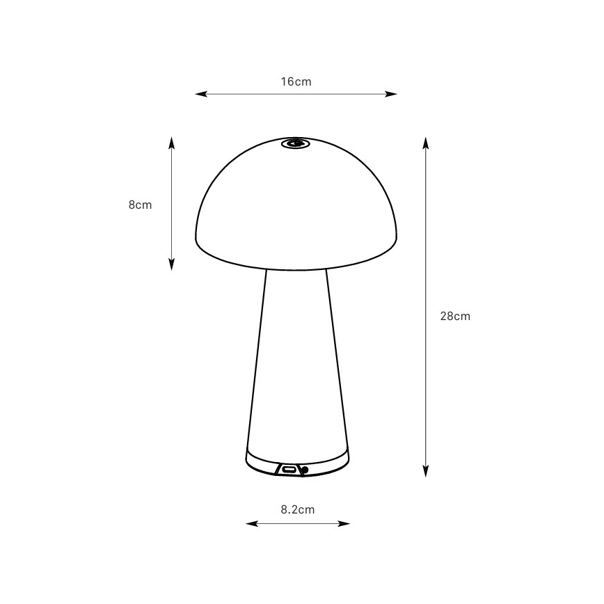 Markslöjd 108655 - LED dæmpbar genopladelig bordlampe FUNGI LED/1,5W/5V 2000 mAh IP44 sort