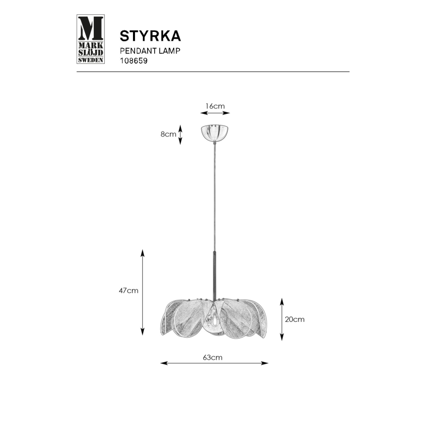 Markslöjd 108659 - Pendel STYRKA 1xE27/40W/230V diameter 63 cm beige