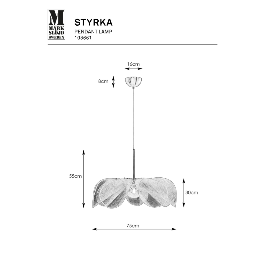 Markslöjd 108661 - Pendel STYRKA 1xE27/40W/230V diameter 75 cm beige