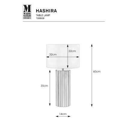 Markslöjd 108669 - Bordlampe HASHIRA 1xE27/40W/230V hvid/messing